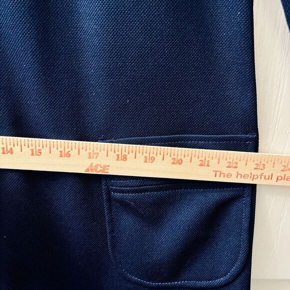 Vtg Butte Knit A Line Dress Dacron Polyester Gogo Mod 60s Navy Blue Smock Coat - Picture 8 of 9